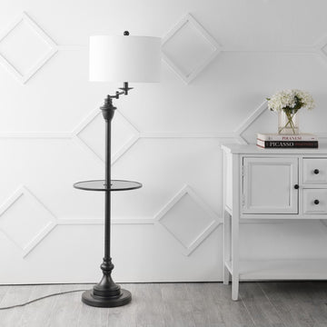 Cora 60" Metal/Glass LED Side Table and Floor Lamp